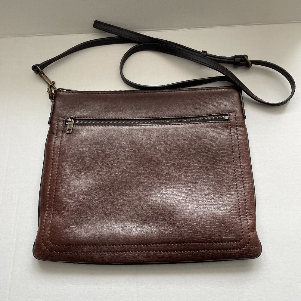 LOUIS VUITTON Sac Plat Shoulder Bag M92073 Utah Cafe Brown Calfskin - Picture 14 of 14